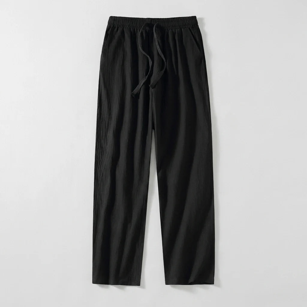 Men's Organic Cotton Wide Leg Drawstring Pants - Breathable Relaxed Trousers
