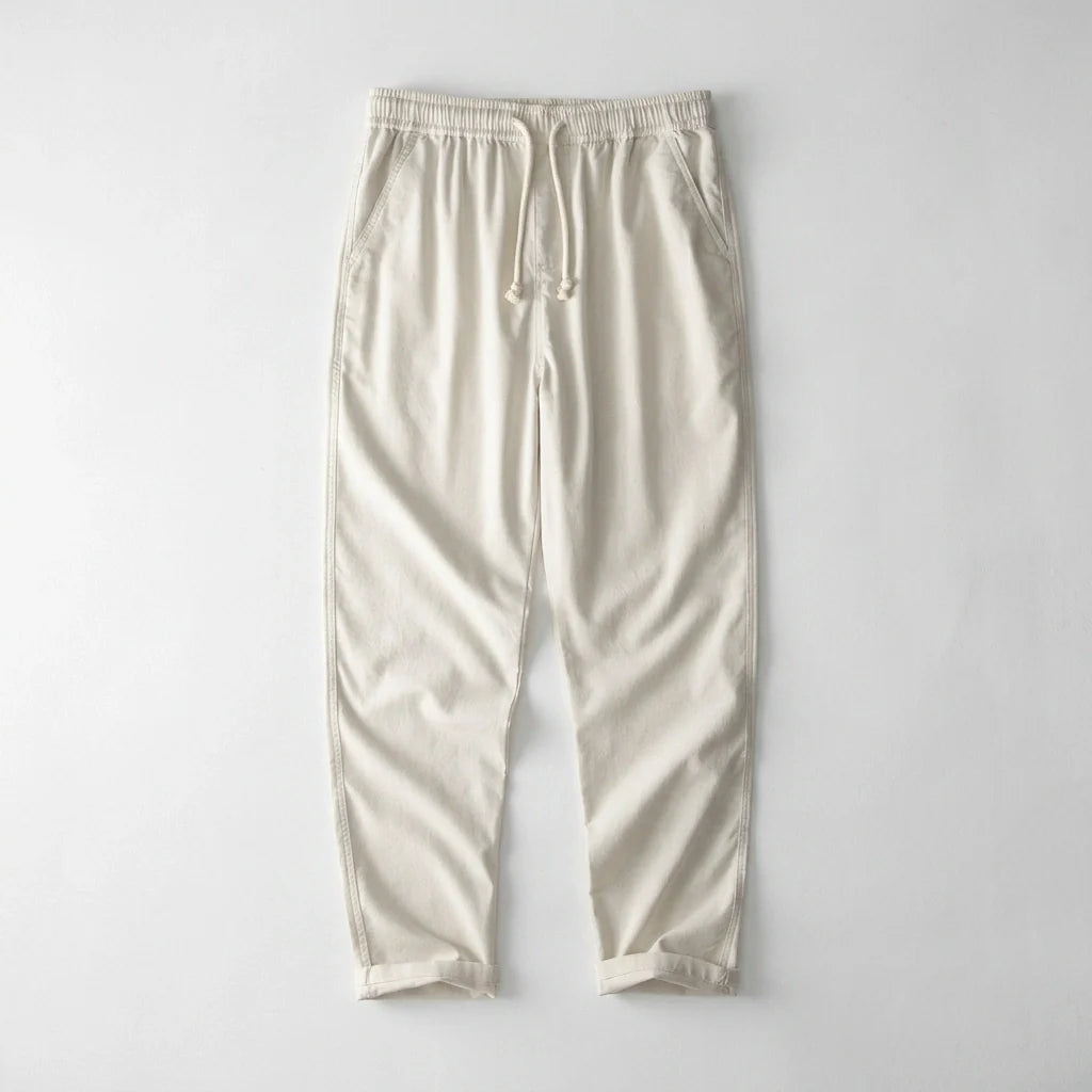 Men's Cotton Linen Drawstring Pants - Lightweight Wide Leg Summer Trousers
