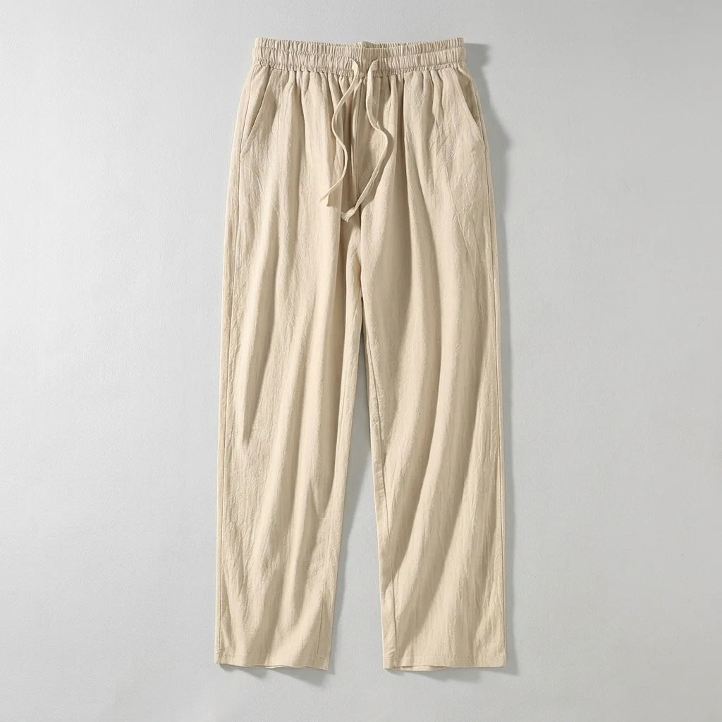Men's Organic Cotton Wide Leg Drawstring Pants - Breathable Relaxed Trousers