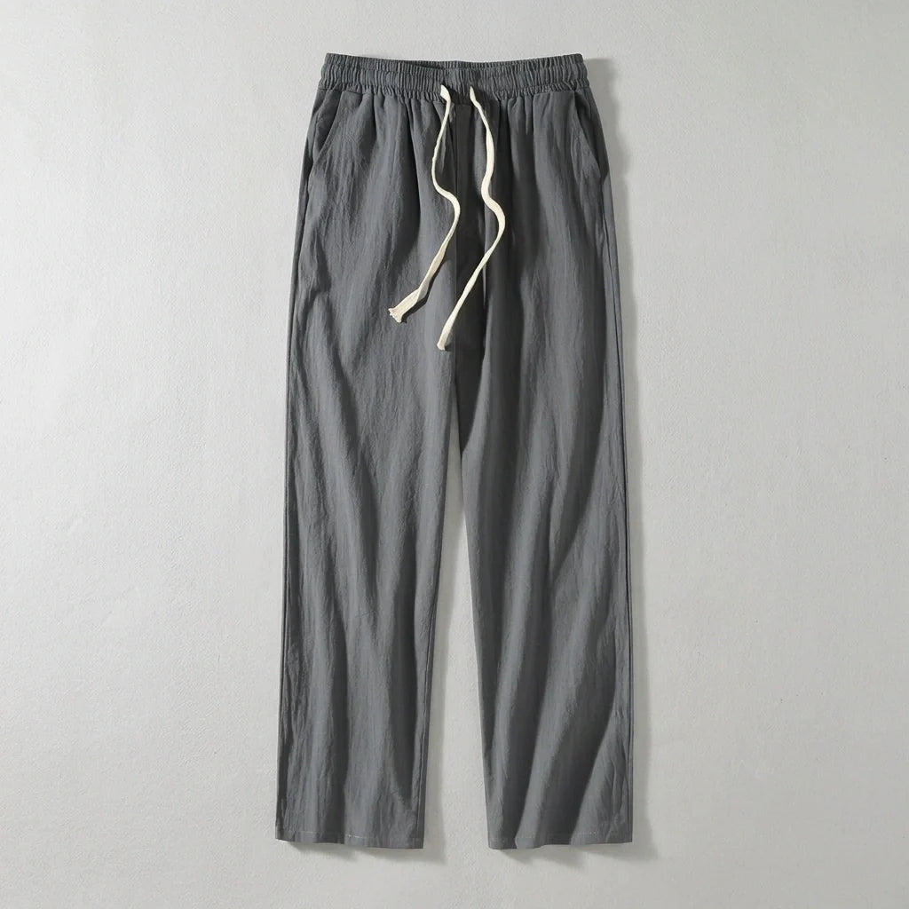 Men's Organic Cotton Wide Leg Drawstring Pants - Breathable Relaxed Trousers