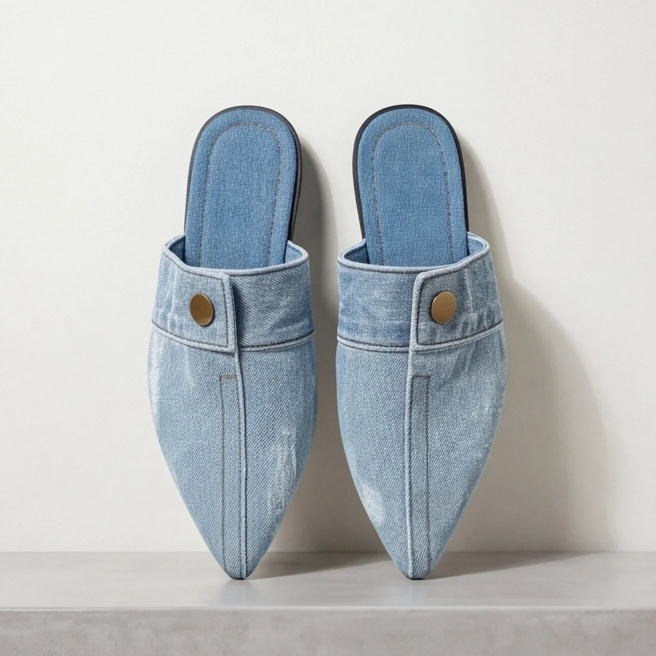 Women's lightweight denim backless slip-on loafers