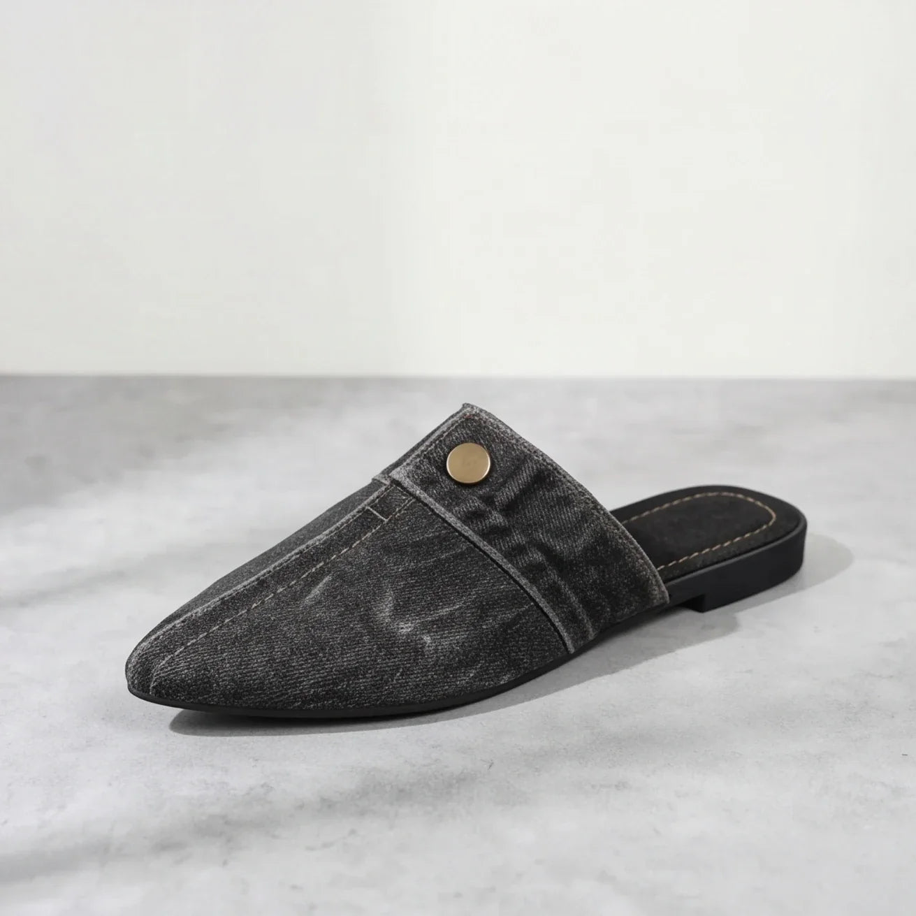 Women's lightweight denim backless slip-on loafers