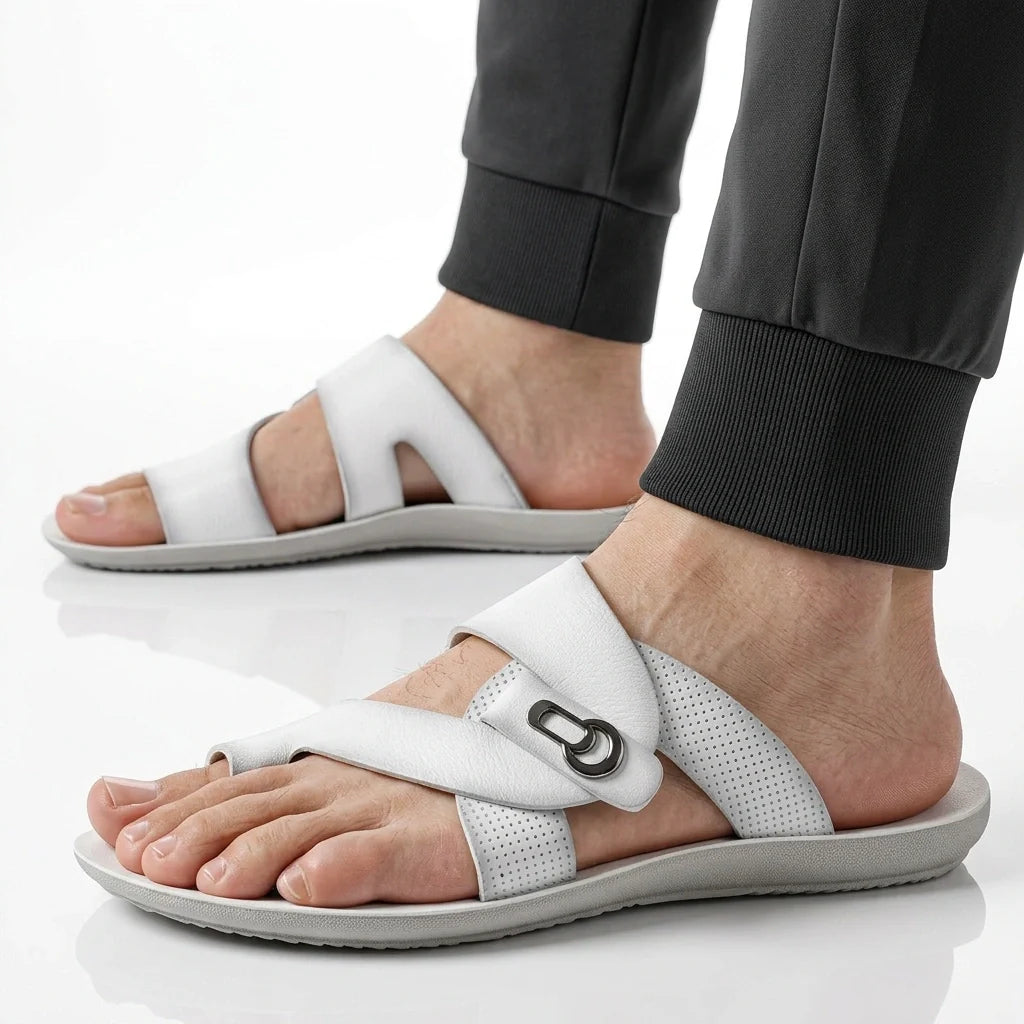 Men's Crossover Leather Sandals Brown 8.5