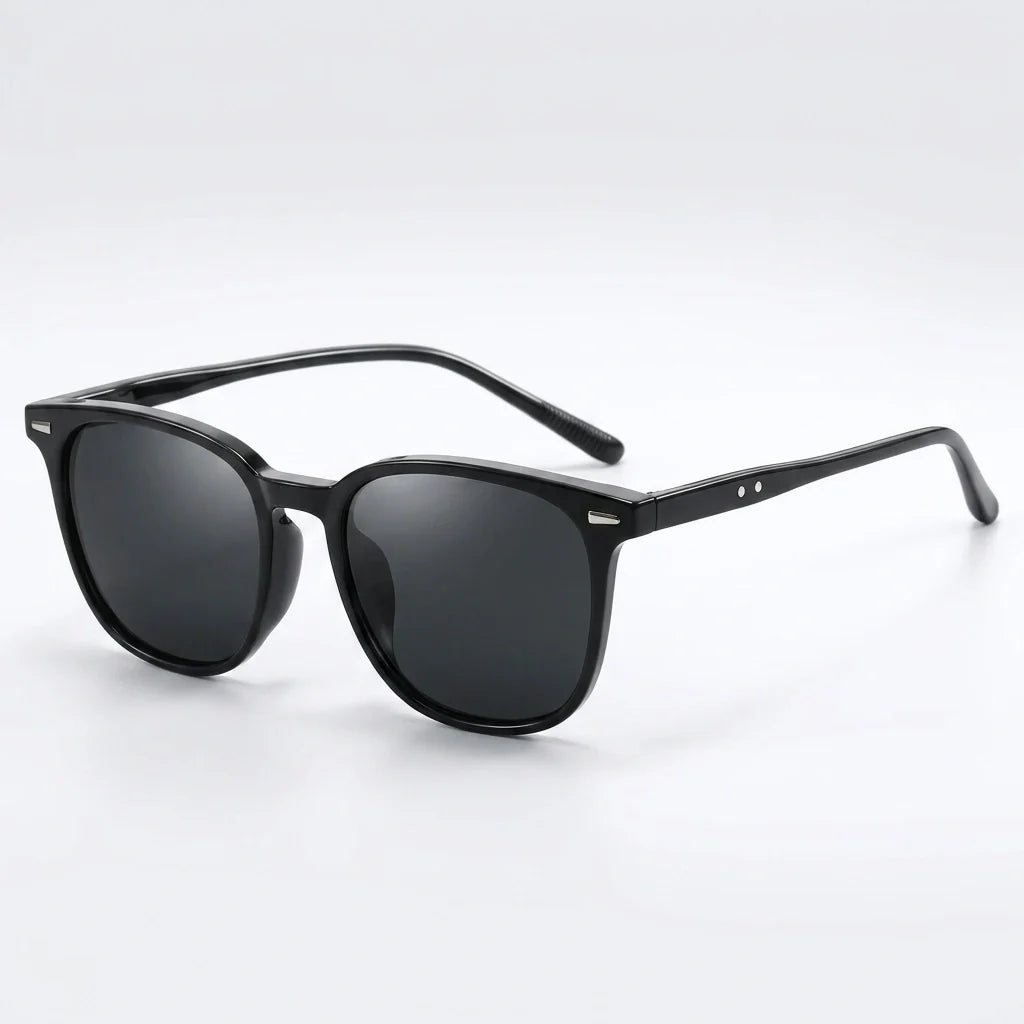 Mirrored UV Protection Sunglasses - Tortoise Temple Shades in Midnight Black