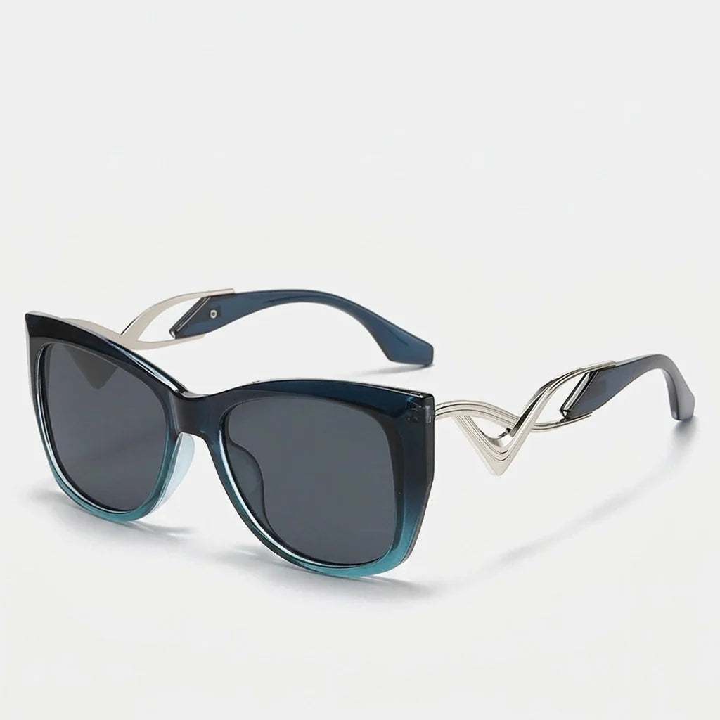 Oversized Cat Eye Sunglasses - Gradient UV400 Statement Shades in Blue Fade