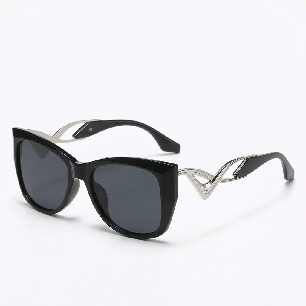 Oversized Cat Eye Sunglasses - Gradient UV400 Statement Shades in Obsidian Smoke
