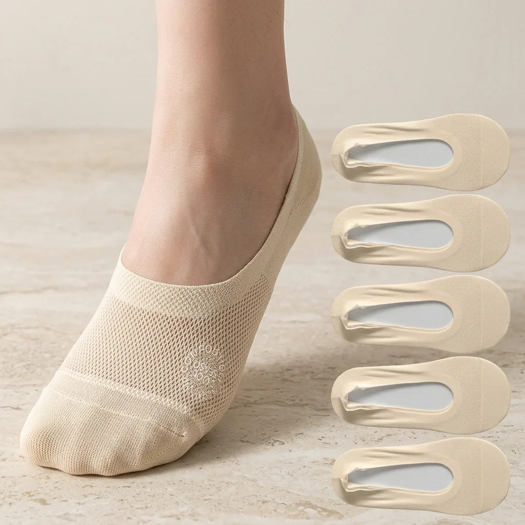 Nuvelio BareStep anti-slip no-show breathable cotton socks 6 pack - Black