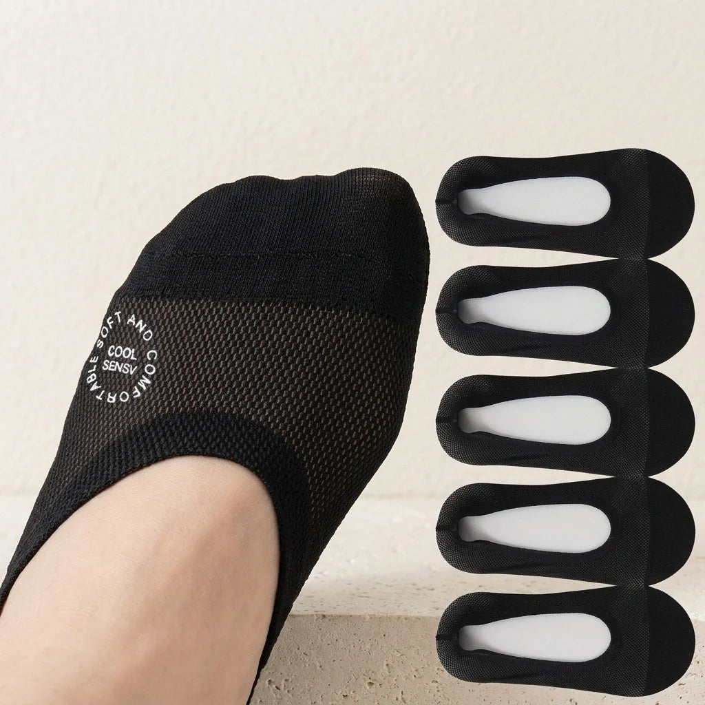 Nuvelio BareStep anti-slip no-show breathable cotton socks 6 pack - Blue