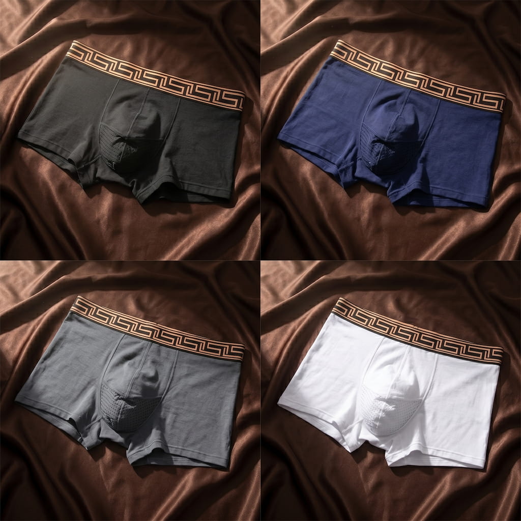 Nuvelio AeroFlex organic cotton boxer briefs dual pouch underwear - M 4pc Mixed Set