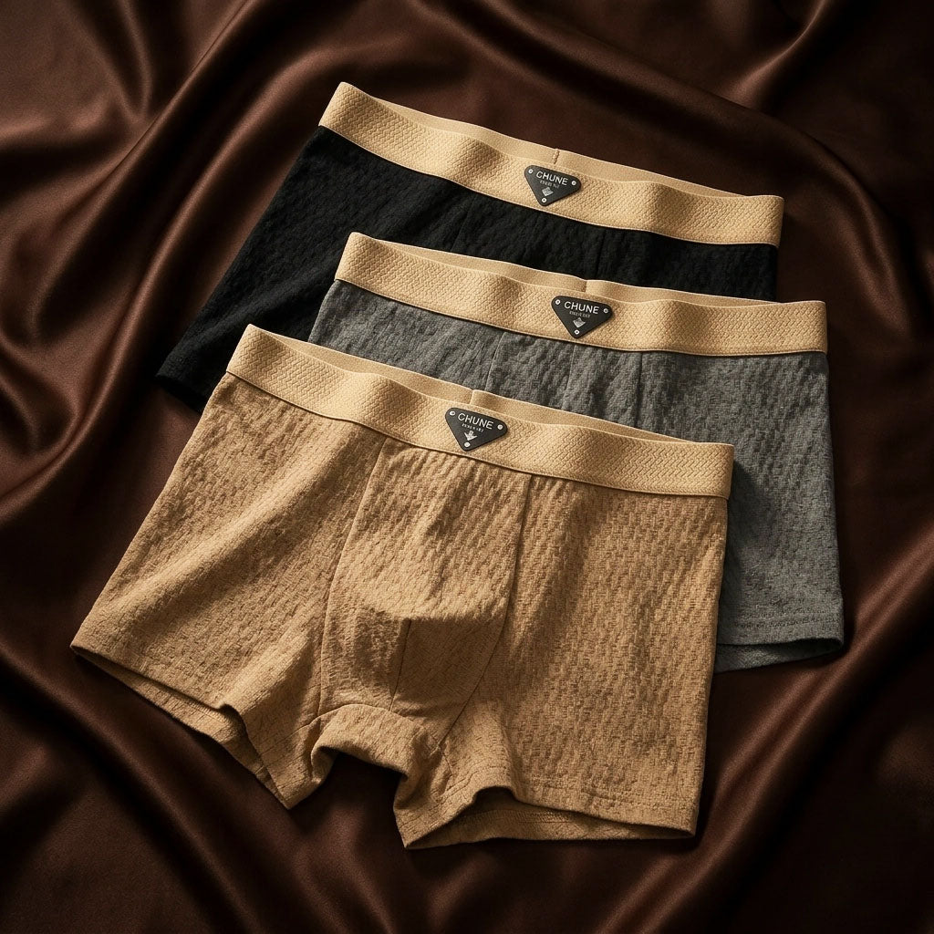 Men's Organic Cotton Boxer Briefs - Breathable Waffle Knit Trunks