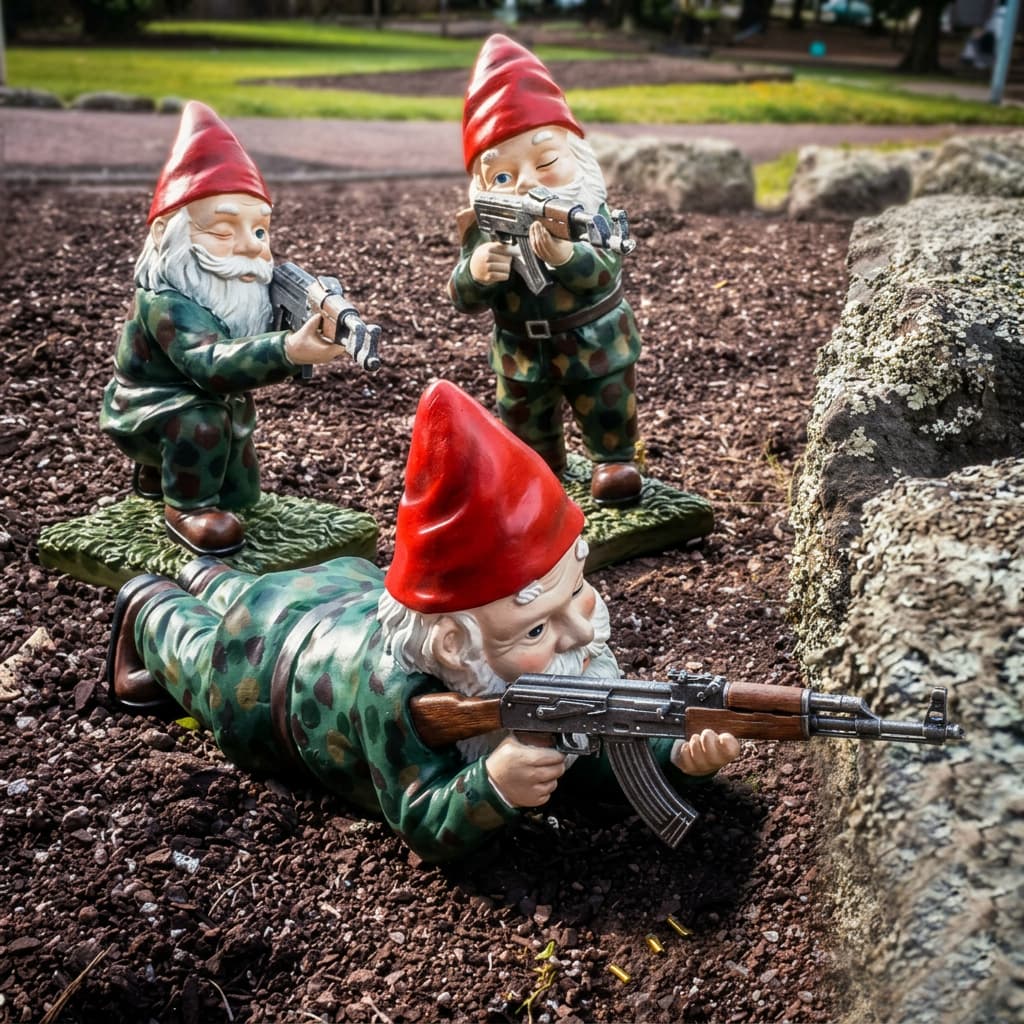 Funny Military Garden Gnome Statues - Weatherproof Yard Decor