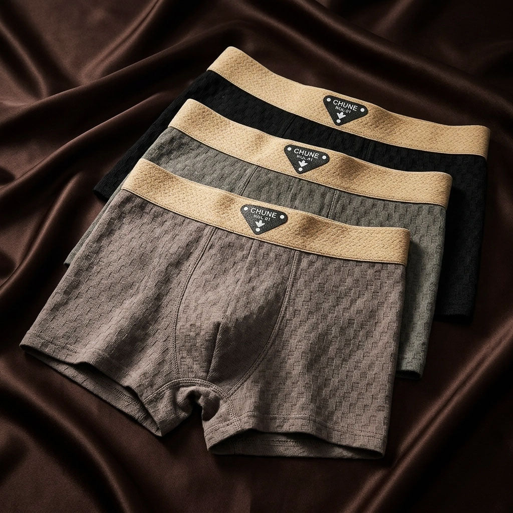 Men's Organic Cotton Boxer Briefs - Breathable Waffle Knit Trunks