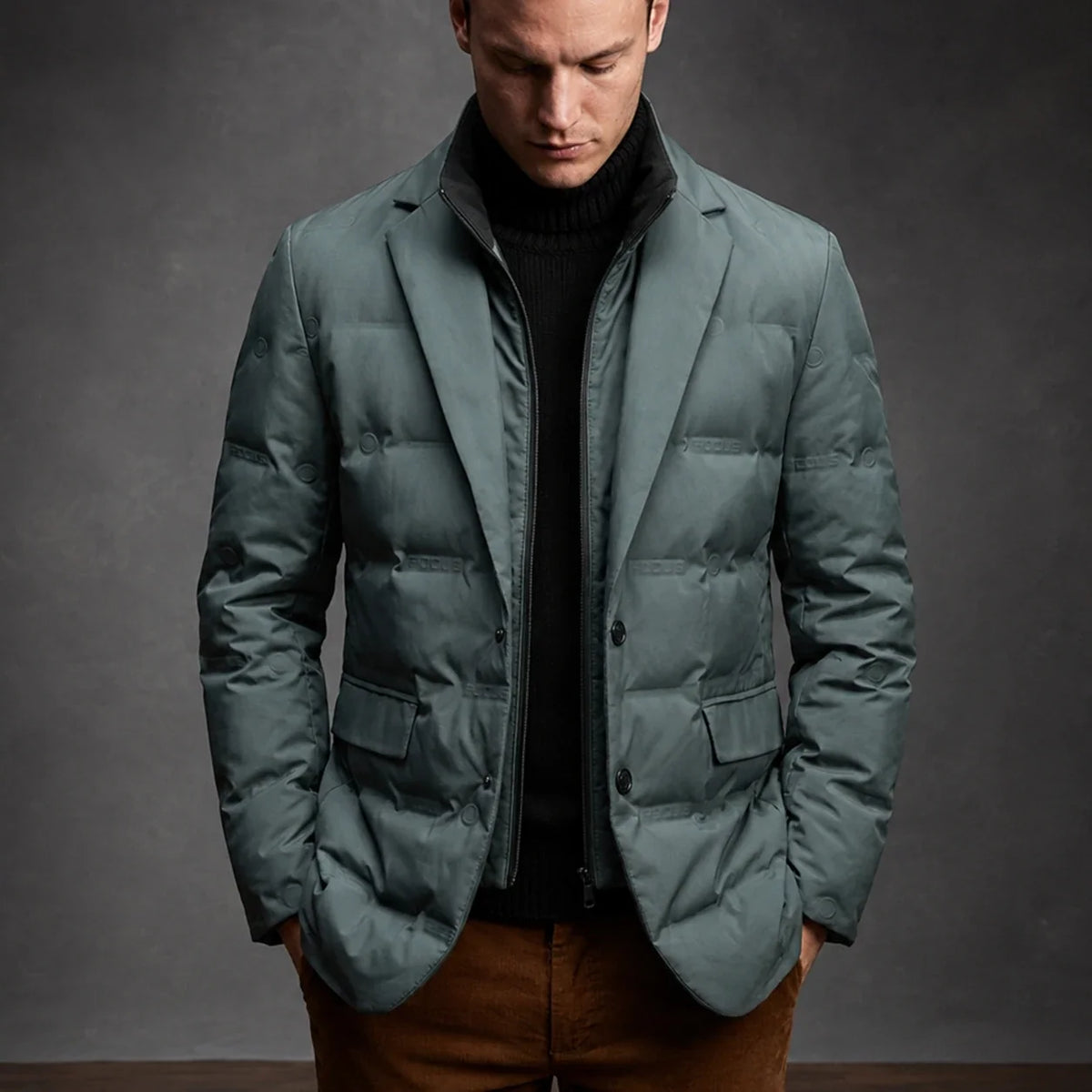 Tailored lightweight white duck down blazer jacket