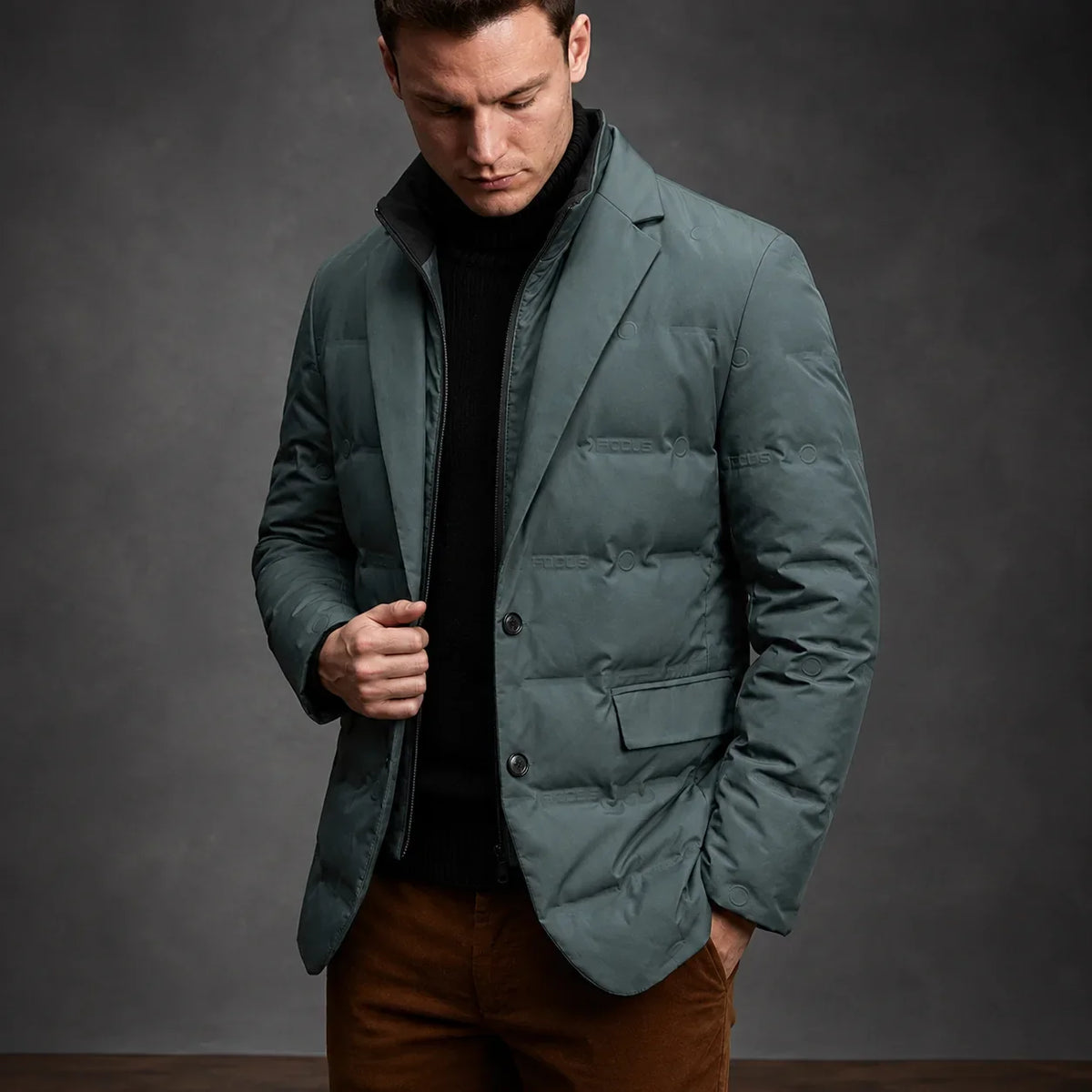 Tailored lightweight white duck down blazer jacket