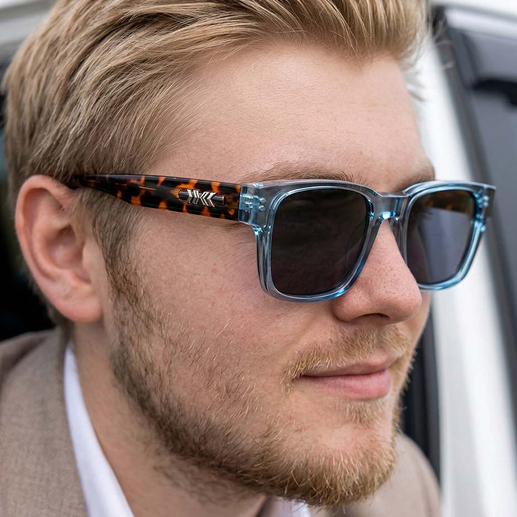 Polarized Sport Sunglasses - HD UV400 Lightweight Shades in Silver Leopard