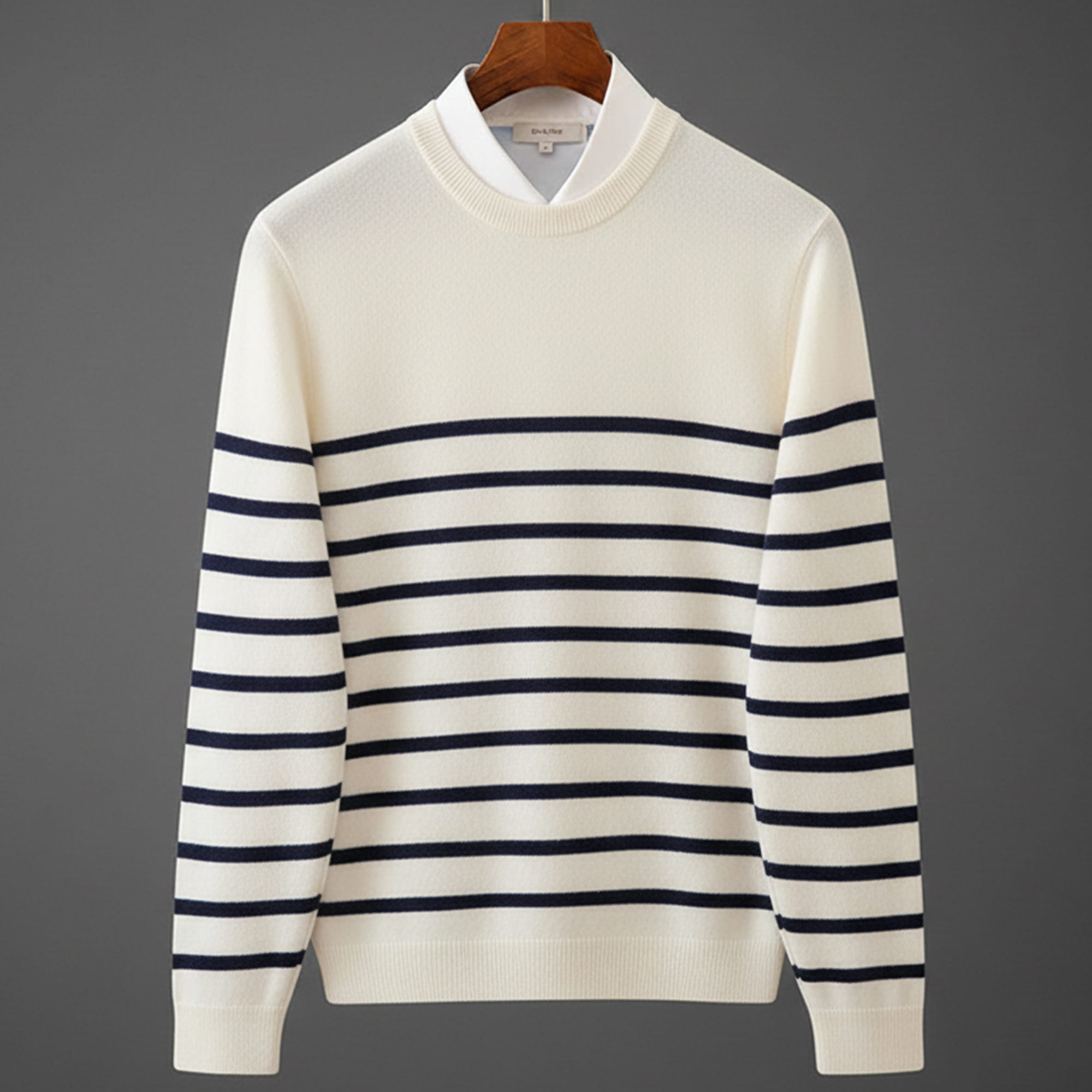 Maritime Merino Wool Sweater Australian Merino Crew Neck Stripe Knit