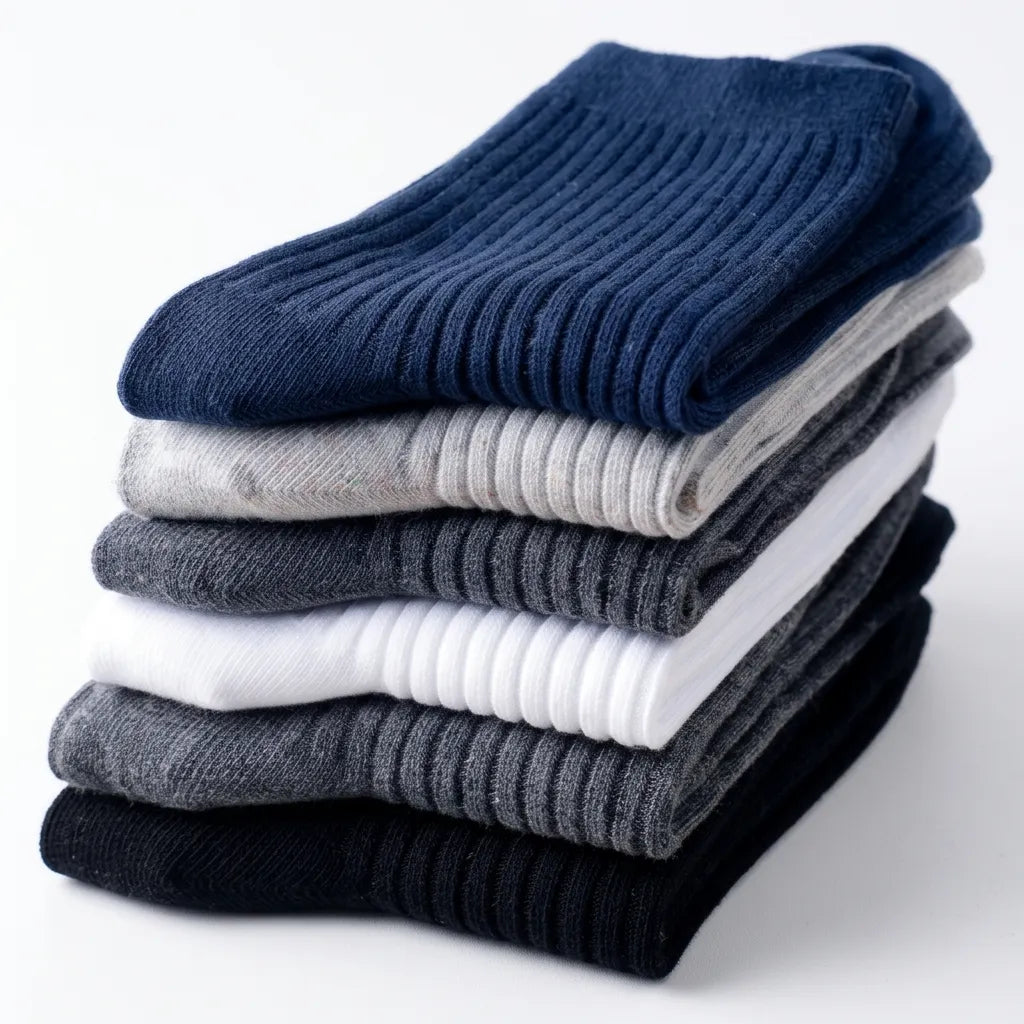 Breathable ribbed organic cotton crew socks with stay-put stretch