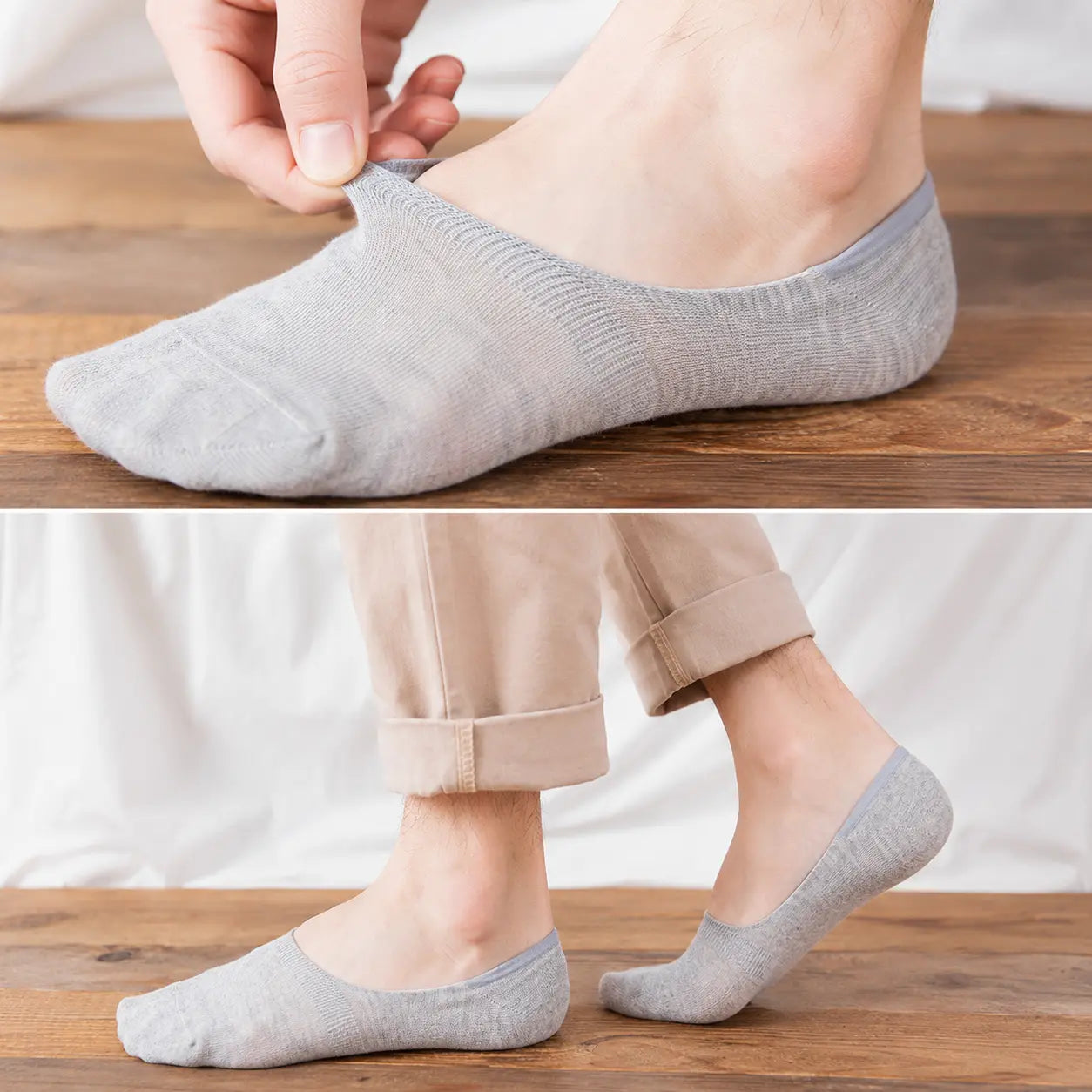Organic cotton no-show socks with anti-slip silicone heel grip