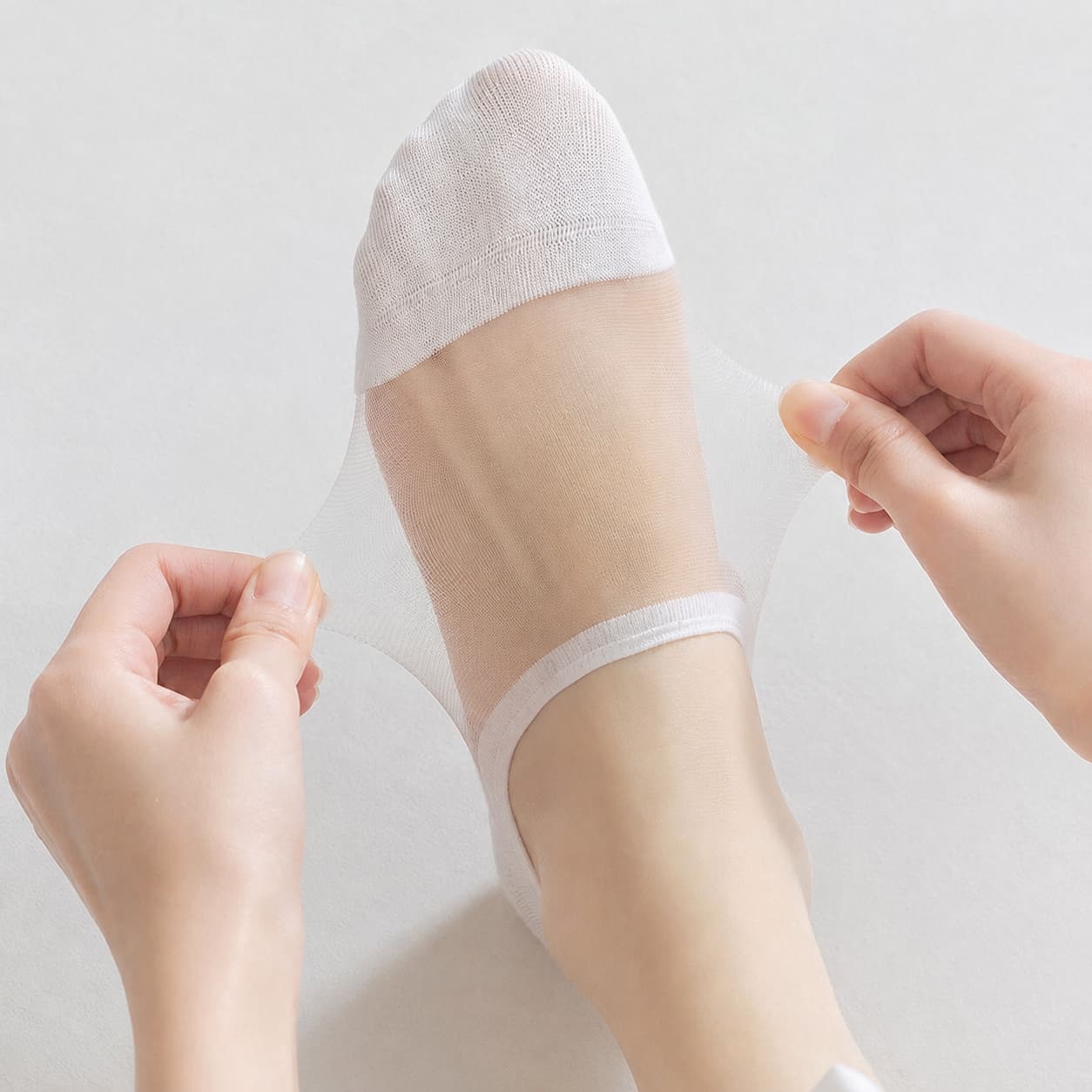 Women’s No-Show Non-Slip Mesh Socks – Breathable Cotton Sole - Beige product image