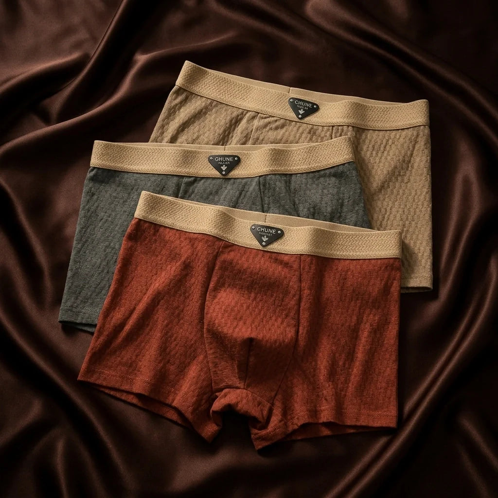 Men's Organic Cotton Boxer Briefs - Breathable Waffle Knit Trunks