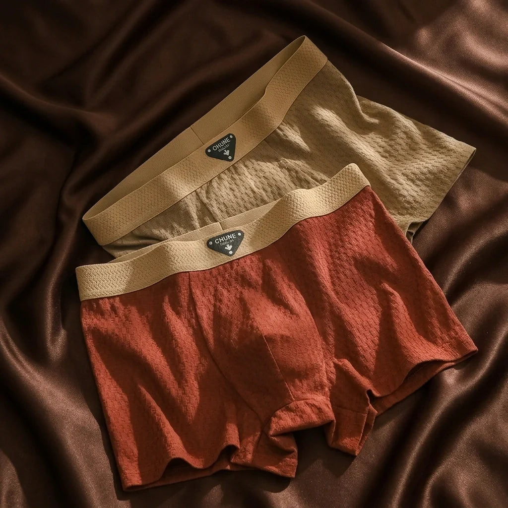 Men's Organic Cotton Boxer Briefs - Breathable Waffle Knit Trunks